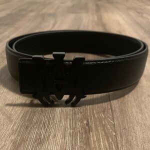 AMIRI Black Leather Belt with Signature Buckle